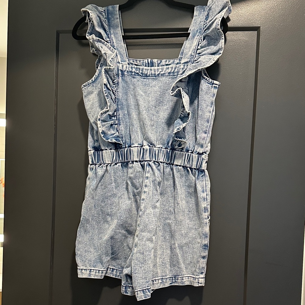Denim Ruffle Womens Romper